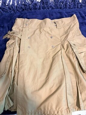Tan Utility Kilt Skirt with Cargo Pockets